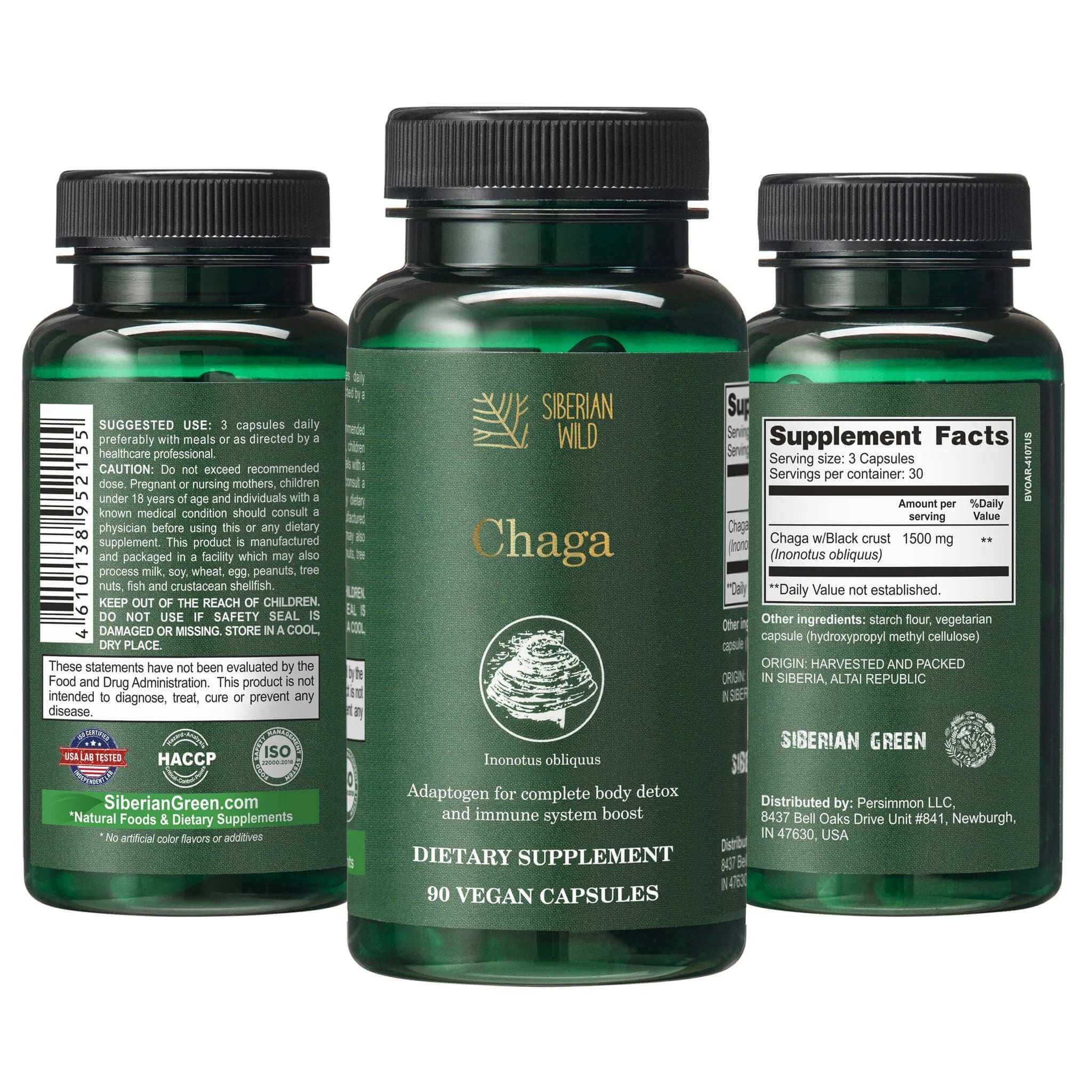 Siberian Wild Chaga Mushroom – 1500mg Capsules for Immunity Booster 90 C