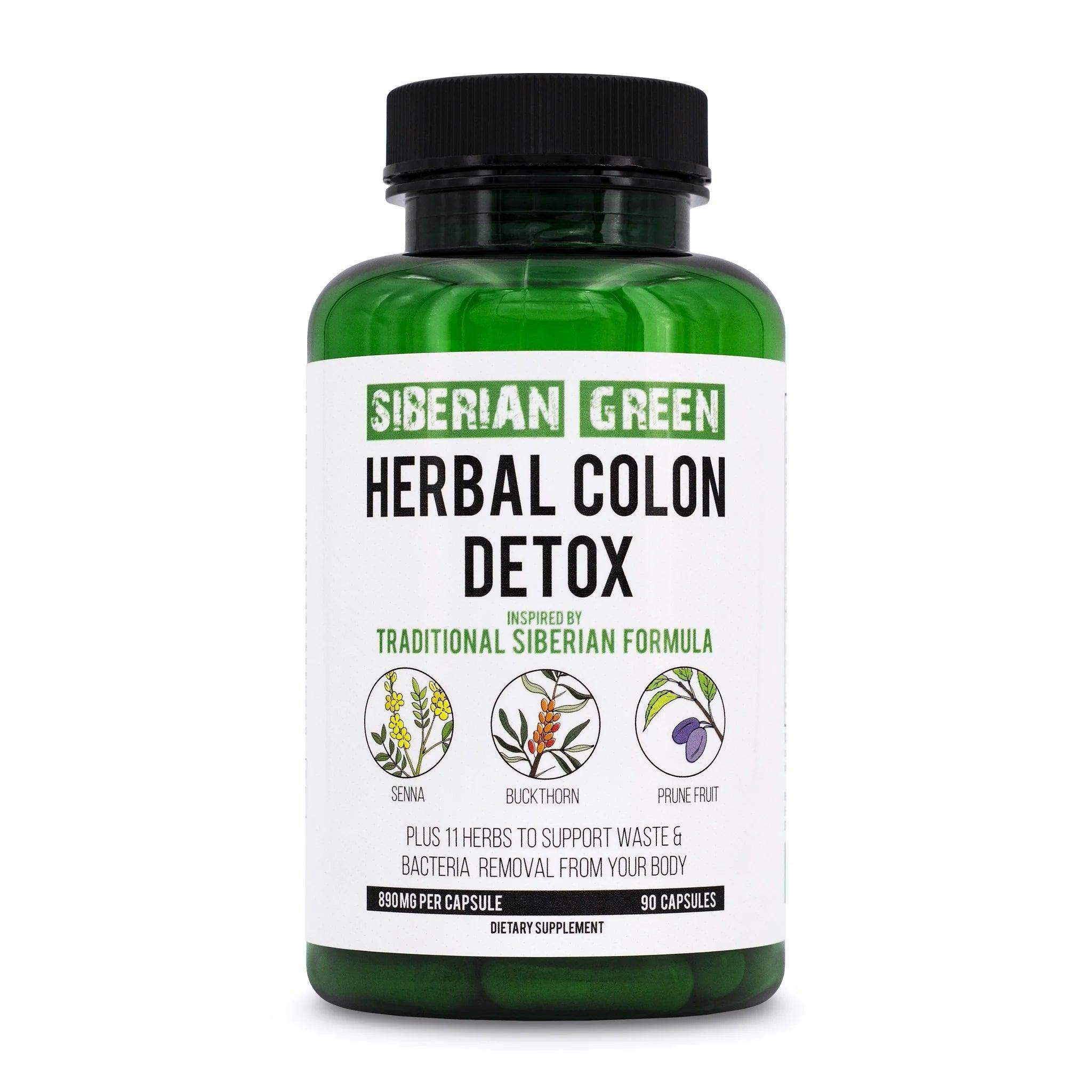 Siberian Green Herbal Colon Detox with Senna Buckthorn Prune Fruit 90 Capsules - Alkaline World