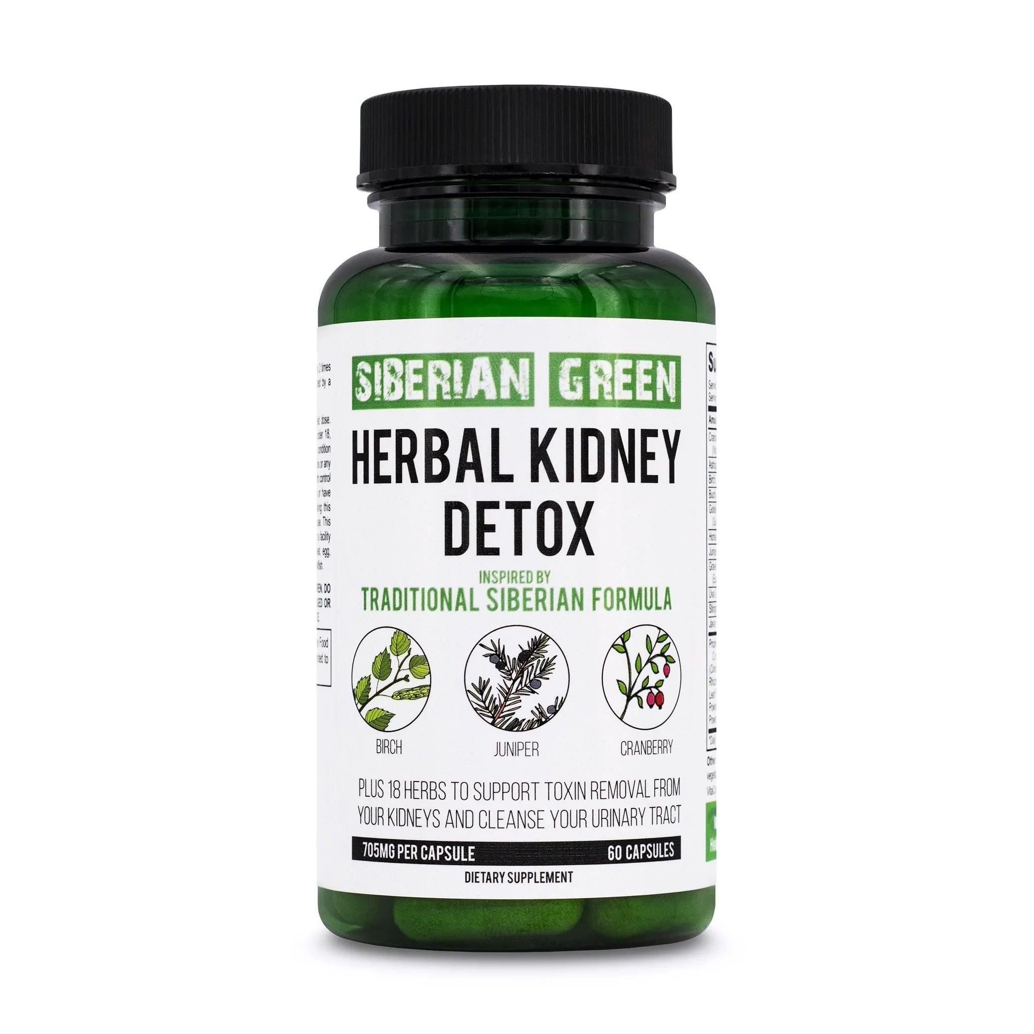 Siberian Green Herbal Kidney Detox Siberian Herbs - Cranberry Birch Juniper 60 Capsules - Alkaline World