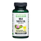 Siberian Green Milk Thistle Capsules, 200 softgels, wild harvested, with green and white capsule images on bottle label.