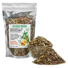Siberian Green Sea Buckthorn Tea in a 100g package, featuring vibrant orange sea buckthorn berries and tea leaves.