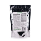 Dried Siberian Green Siberian Ginseng root powder in a clear container, showing greenish-brown powder for vitamins and supplements.