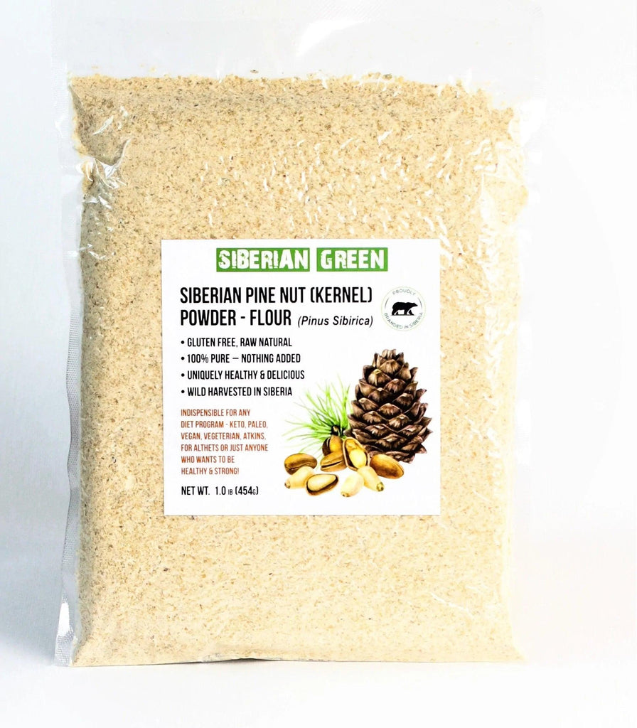 Siberian Organic Pine Nut Flakes Flour (Kernel) Powder 454g - Alkaline World