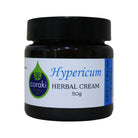 Spectrum Herbal Coraki Hypericum Cream 50g jar with label, showcasing herbal skincare product for topical use.