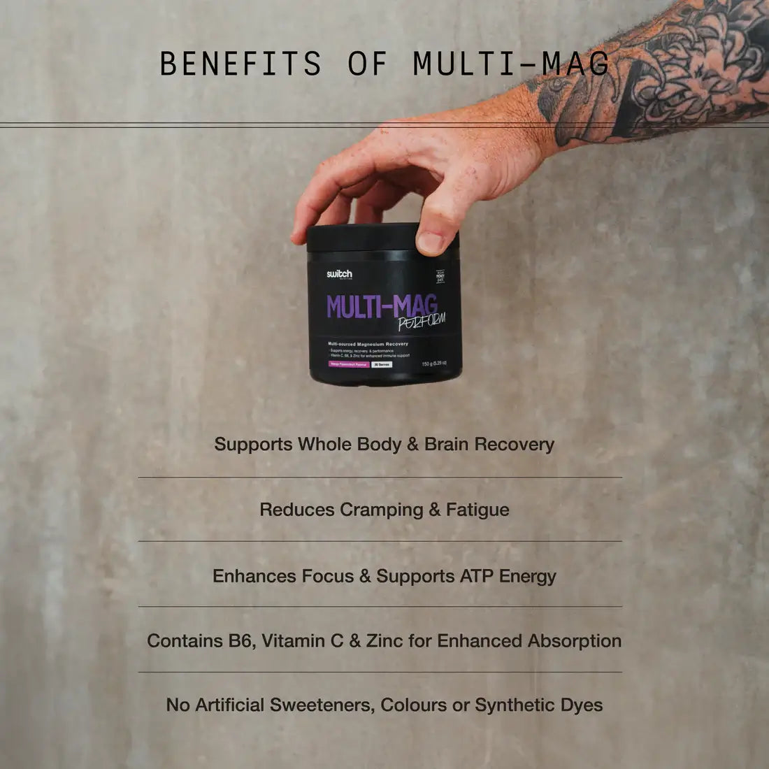 SWITCH NUTRITION Perform Multi-Mag Raspberry 150g - Alkaline World