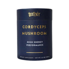 Teelixir Organic Cordyceps Mushroom, 100g, close-up of dried high-energy performance mushroom for supplements and health.