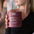 Teelixir Organic Turkey Tail Mushroom 10:1 Dual Extract Powder in a 50g jar, supporting gut health and immune strength.