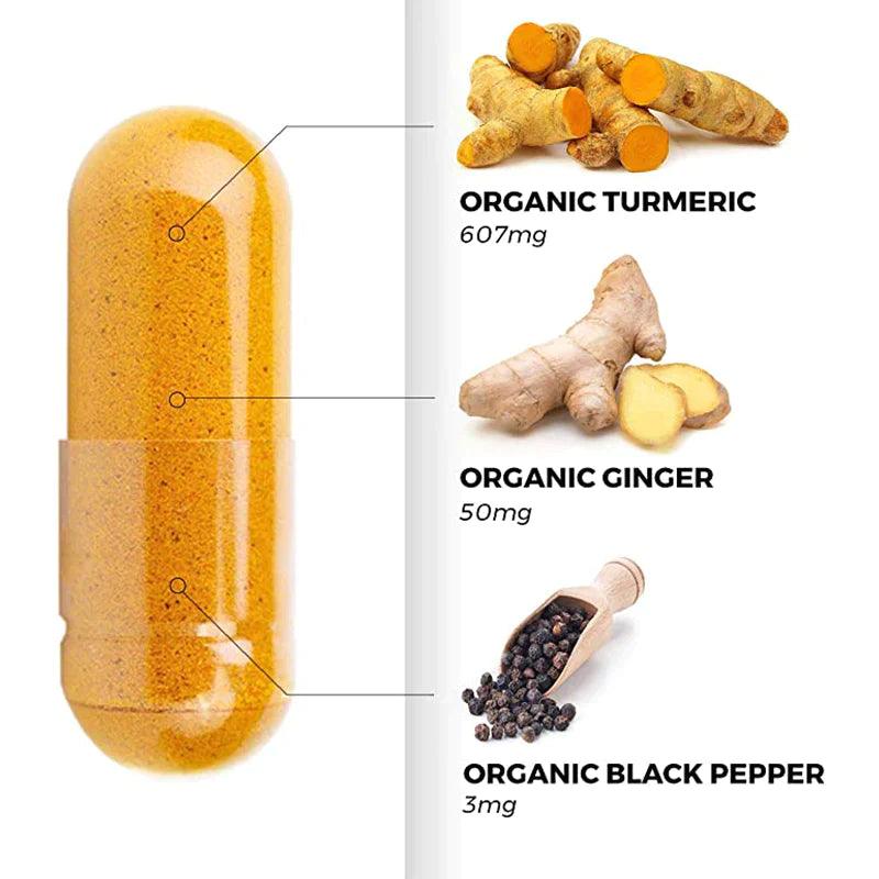 Therapeia Australia Organic Turmeric Capsules With Black Pepper PLUS 120caps - Alkaline World