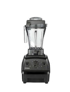 Vitamix Explorian E310 high-performance blender in black, showing the sleek countertop blender with control dial and blending jar.