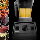 Vitamix Explorian E310 high-performance blender in black, shown on a kitchen counter with blending jar and control panel.