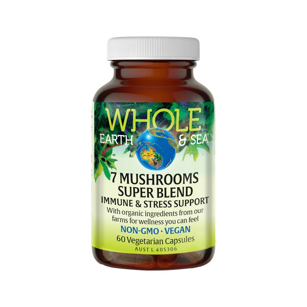 Whole Earth & Sea 7 Mushrooms Super Blend 60vc - Alkaline World