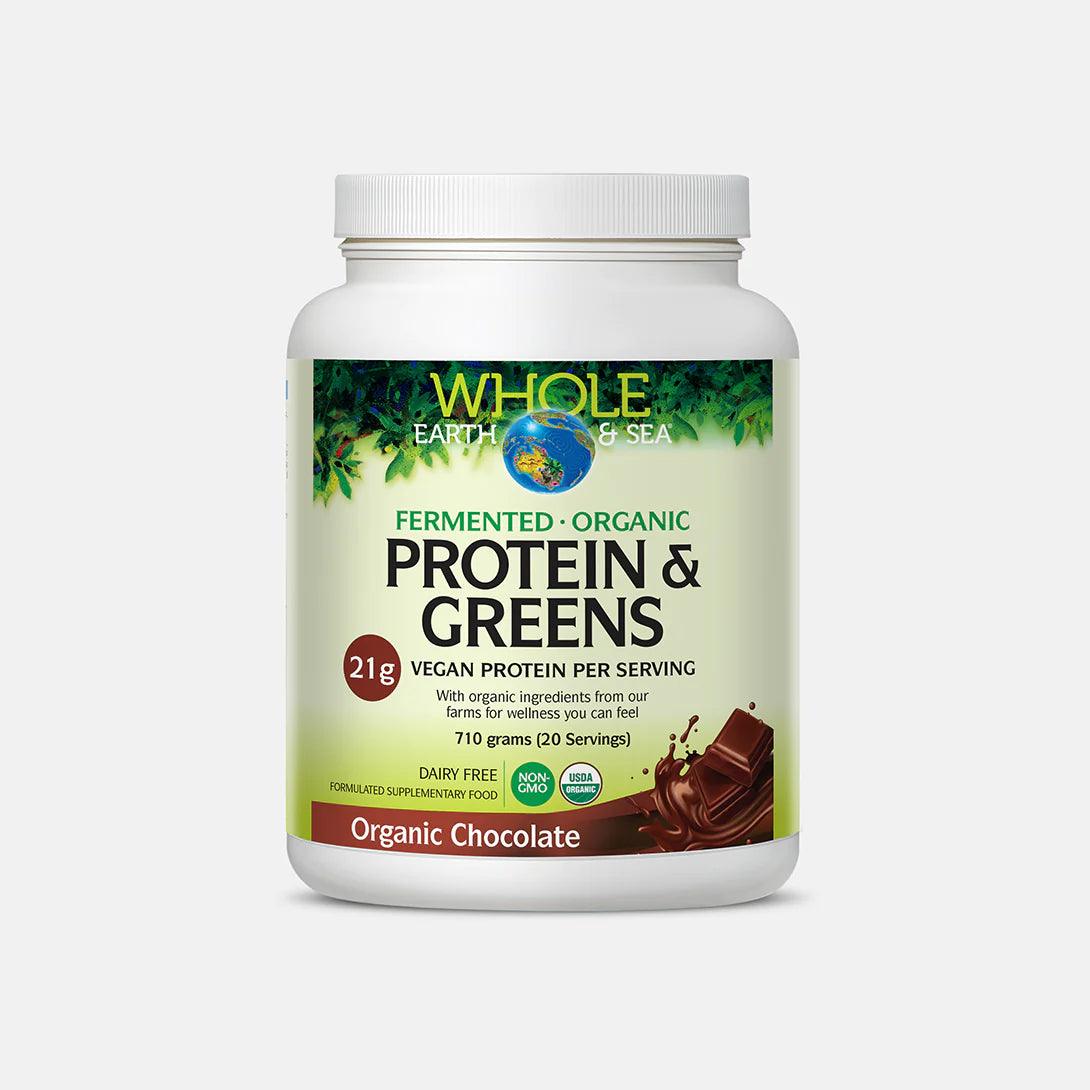 Whole Earth & Sea Protein & Greens Organic Chocolate 710g - Alkaline World