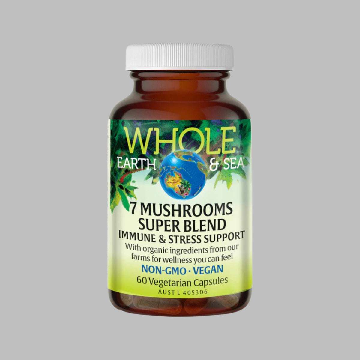 Whole Earth & Sea 7 Mushrooms Super Blend 60vc - Alkaline World