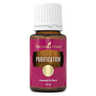 Young Living Purification 15ml essential oil bottle, clear glass with white cap, label showing product name and brand.