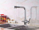 3 way mixer tap Luxury Chrome Brass Kitchen Faucet Dual Handle - Alkaline World