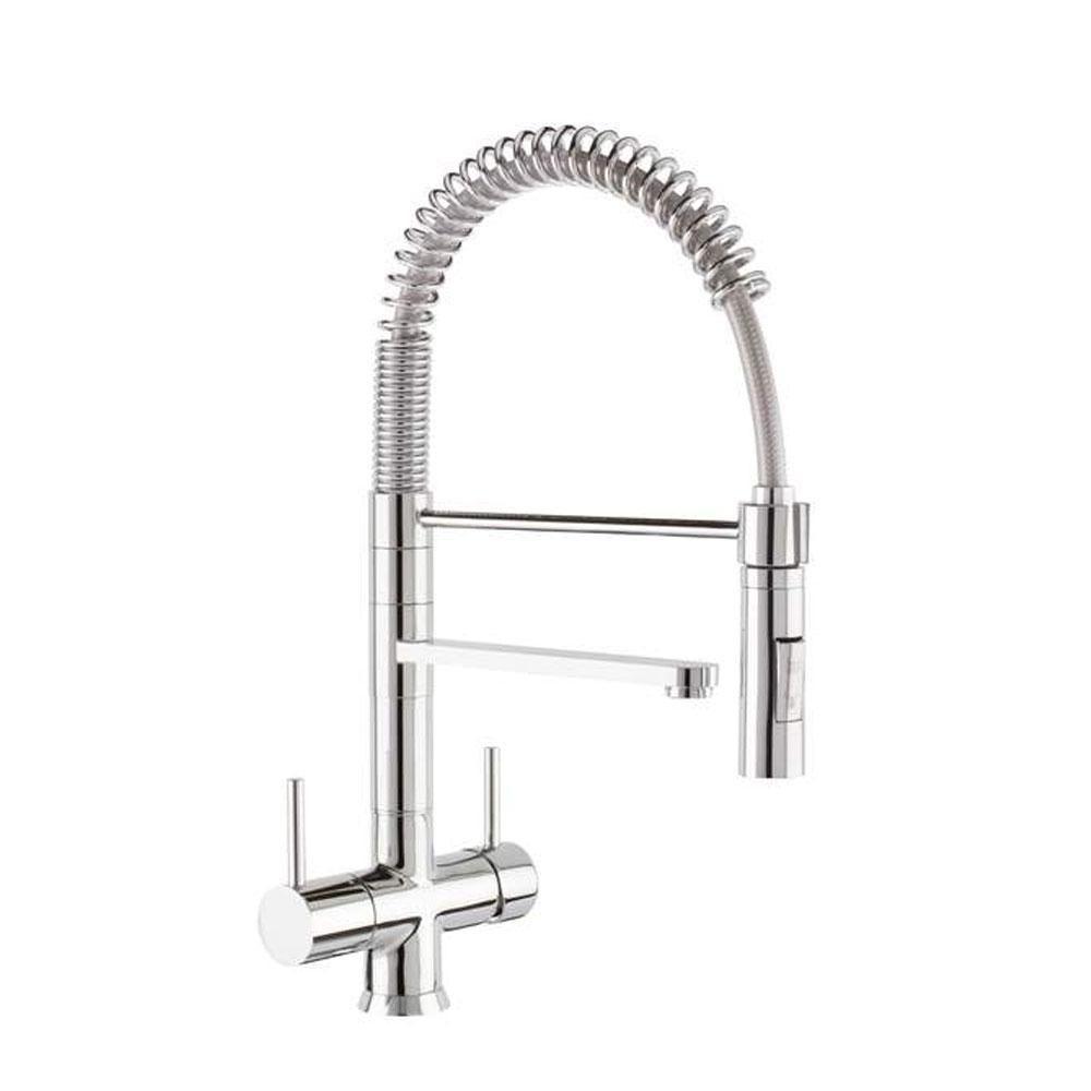 3 way mixer tap - Spring Style with pull out spout Chrome - Alkaline World