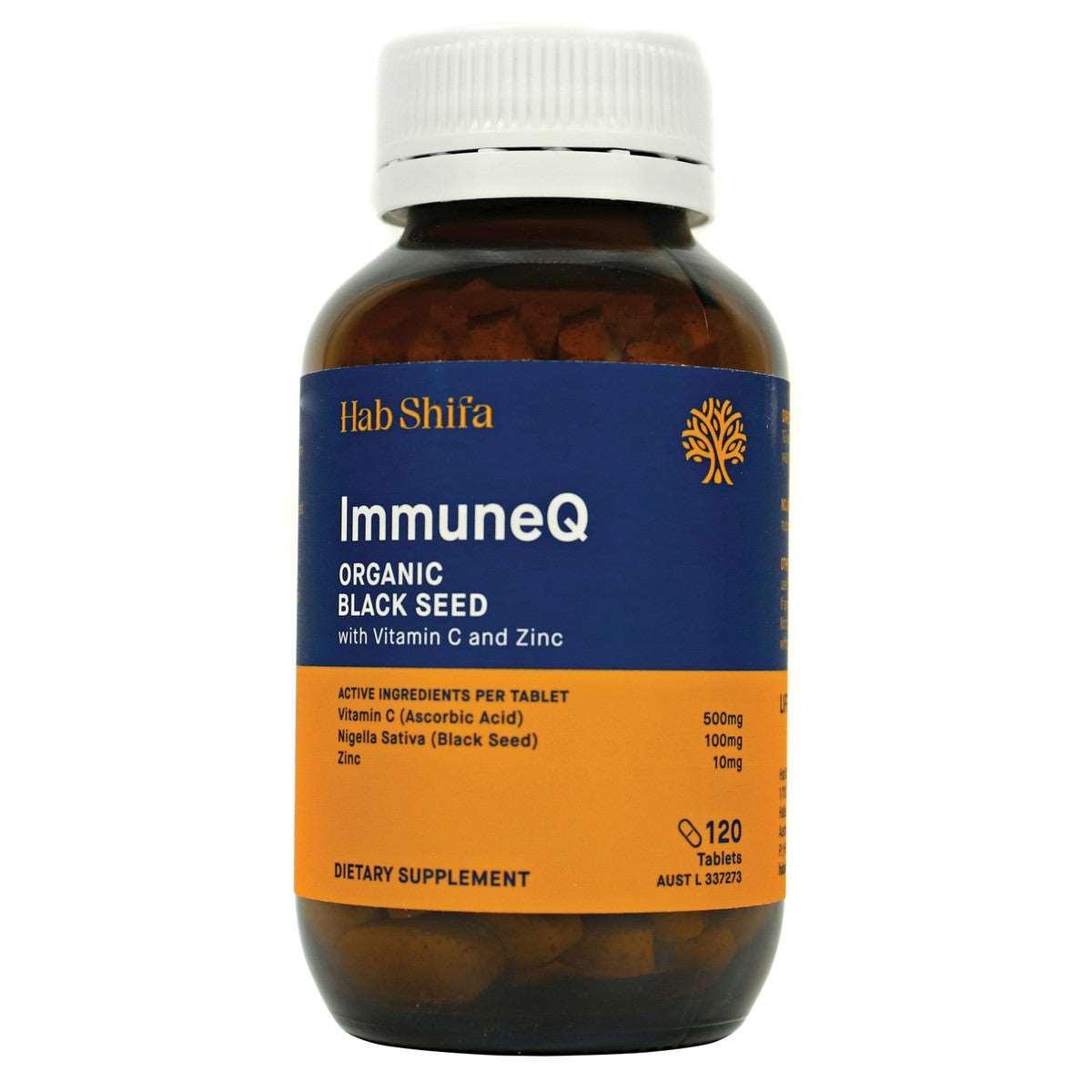 Hab Shifa ImmuneQ Organic Black Seed with Vitamin C & Zinc 120t - Alkaline World