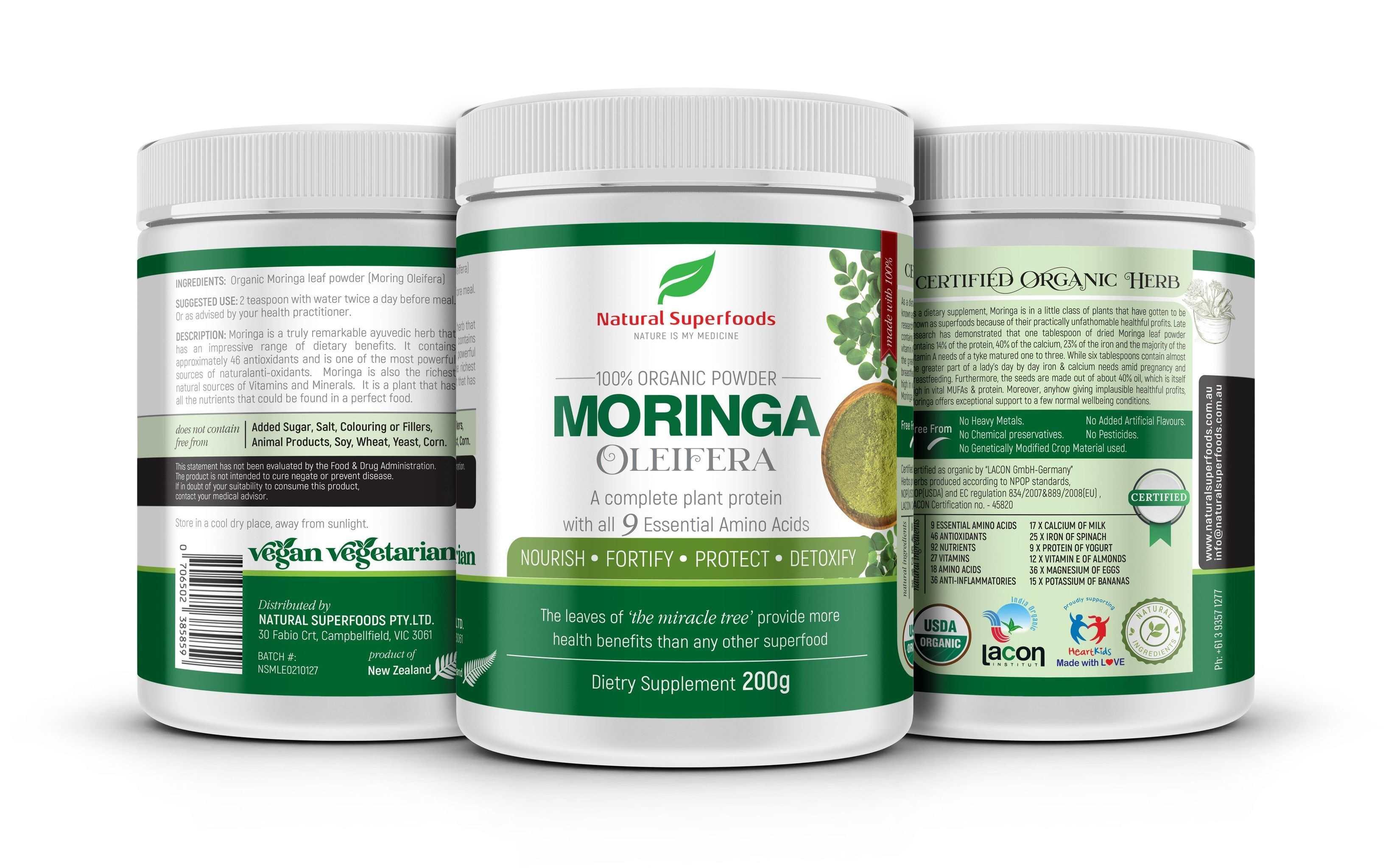 Natural Superfoods Organic Moringa 200g - Alkaline World
