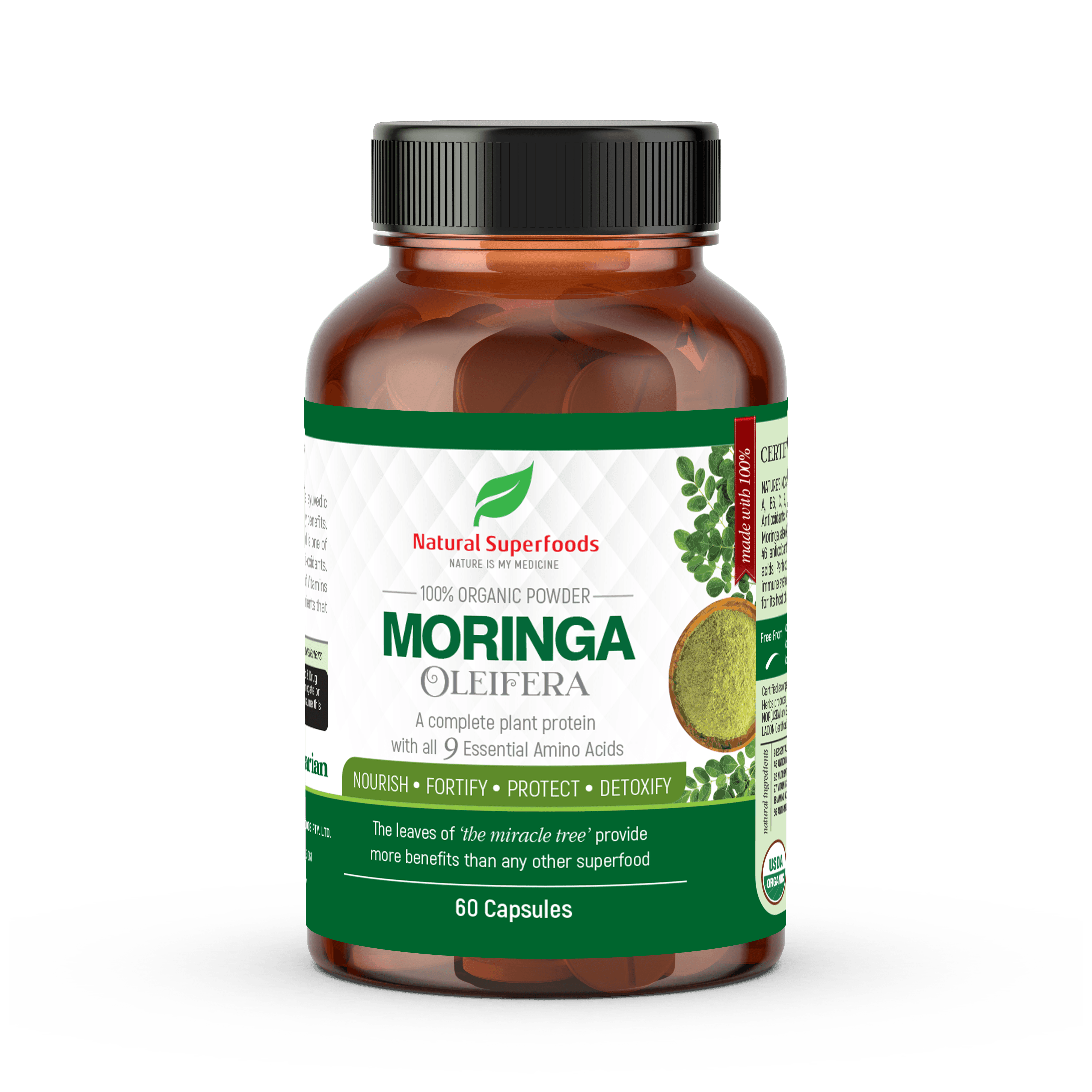 Natural Superfoods Organic Moringa 60 Caps - Alkaline World