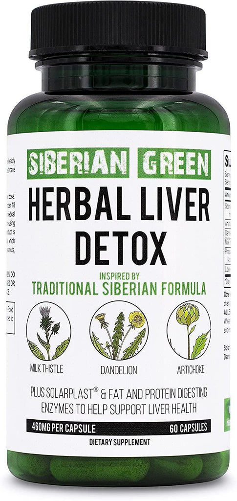 Siberian Green Herbal Liver Detox with Milk Thistle Artichoke Dandelion 60 Caps - Alkaline World