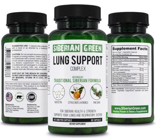 Siberian Green Herbal Lung Support with Pine Bark Quercetin Bioflavonoids 60 Caps - Alkaline World